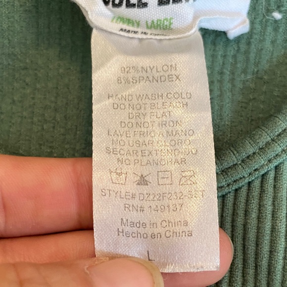 Double Zero Green Ribbed Crop Top - Picture 3 of 11